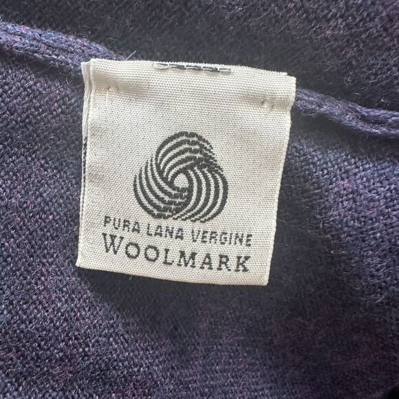 Biella Black Purple Blue Mock Turtle Neck Pure Italian Wool Sweater - Men XXL - Picture 5 of 7